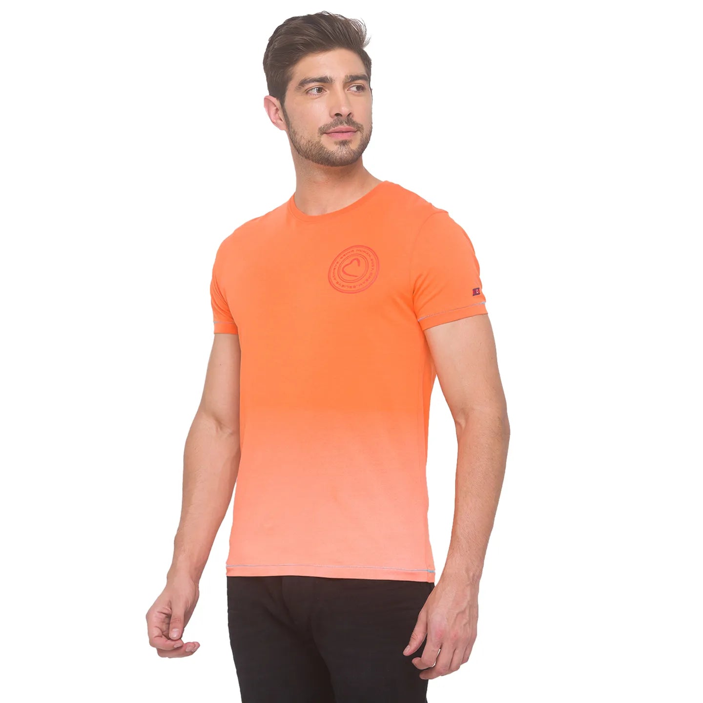 Being Human Clothing Men Slim Fit Crew Neck T-Shirts-Orange