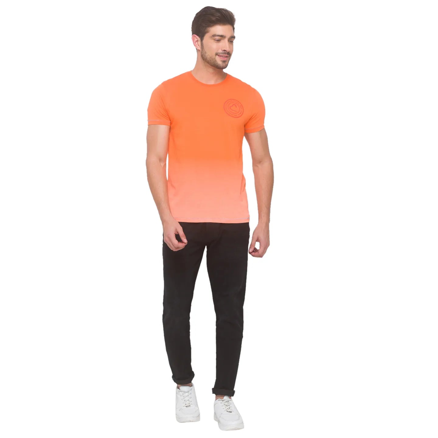 Being Human Clothing Men Slim Fit Crew Neck T-Shirts-Orange