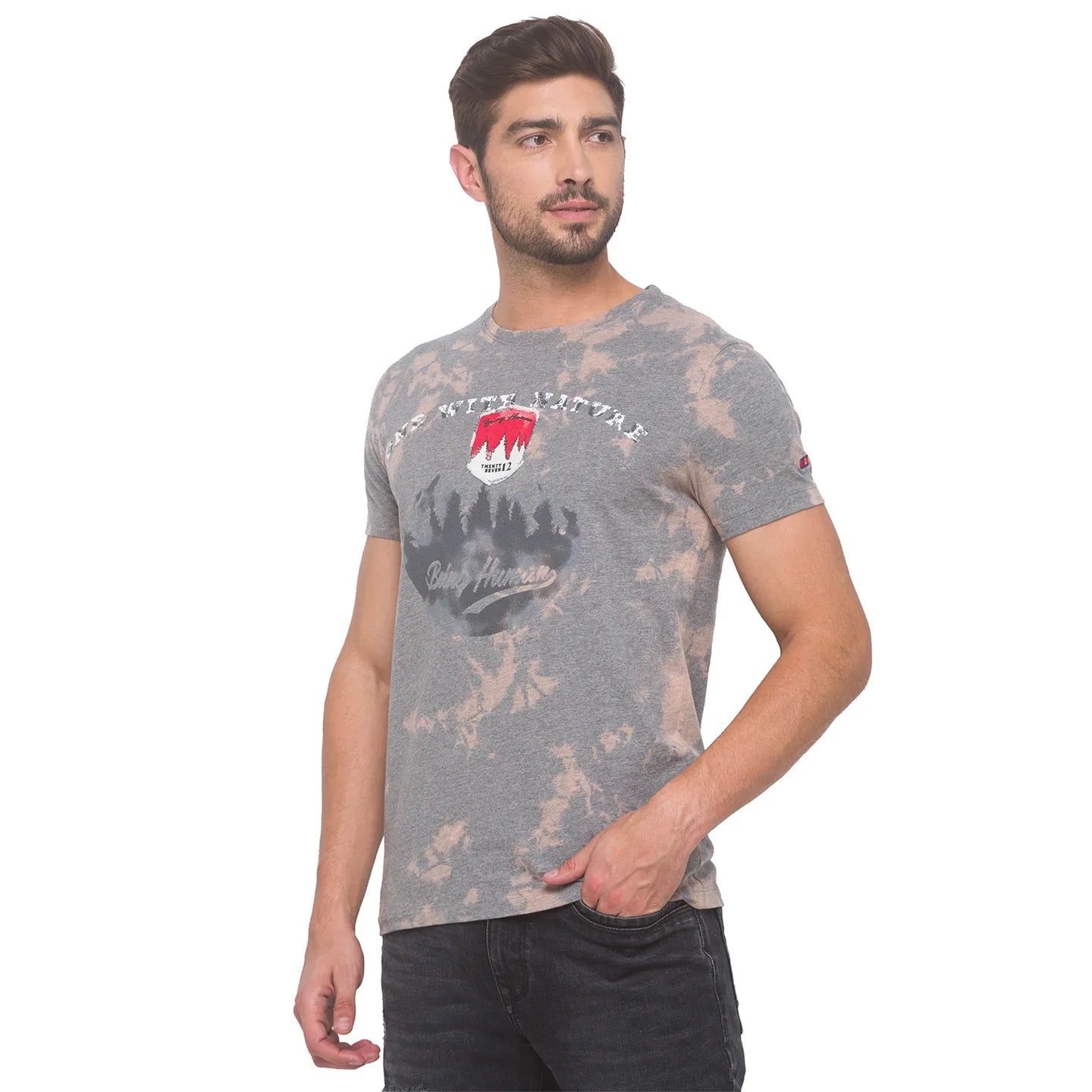 Being Human Clothing Men Slim Fit Crew Neck T-Shirts-Grey Melange