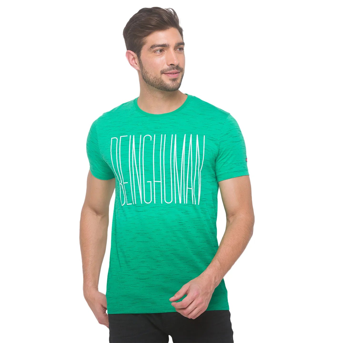 Being Human Clothing Men Slim Fit Crew Neck T-Shirts-Ming Green