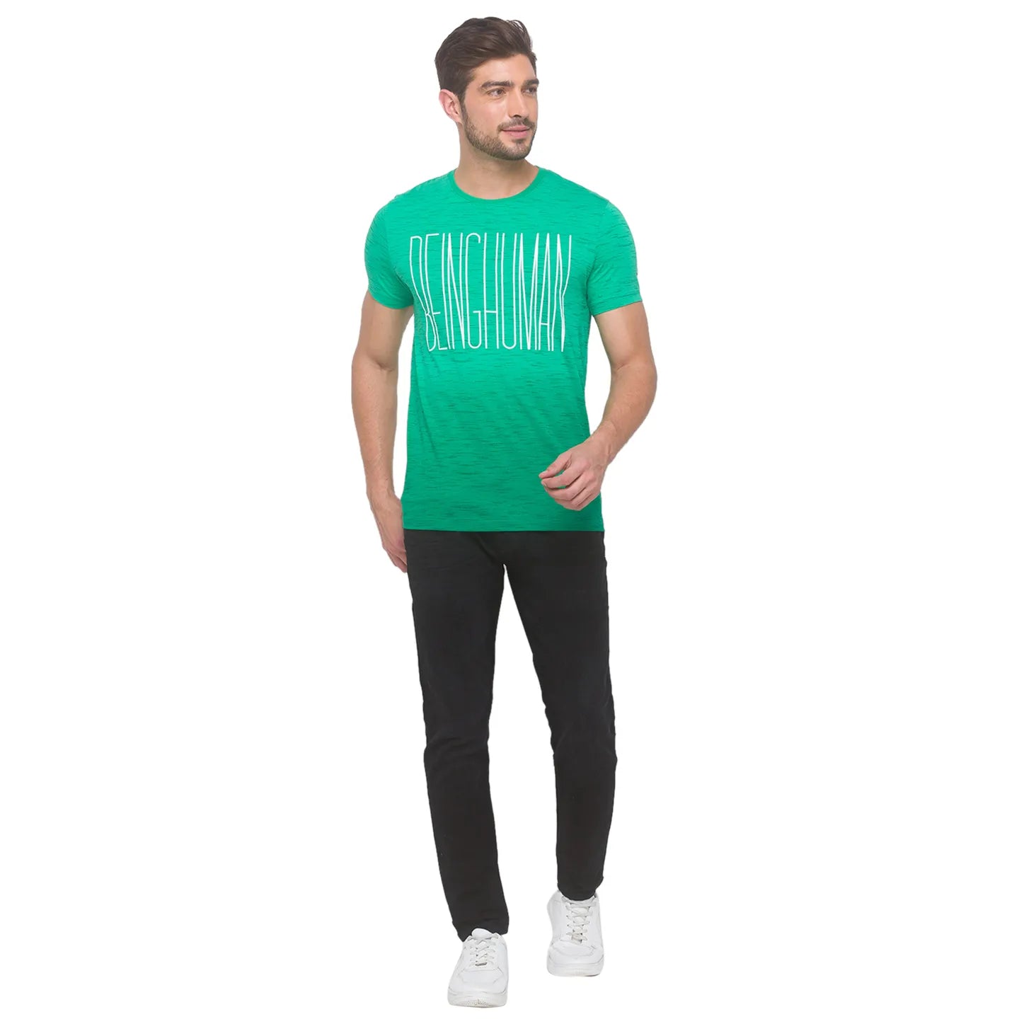 Being Human Clothing Men Slim Fit Crew Neck T-Shirts-Ming Green
