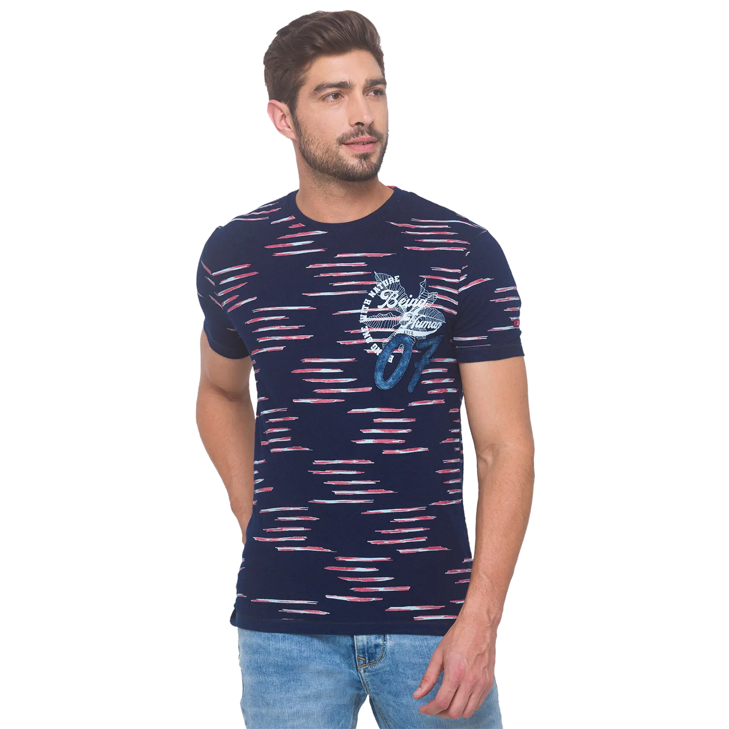 Being Human Clothing Men Slim Fit Crew Neck T-Shirts-Dark Indigo