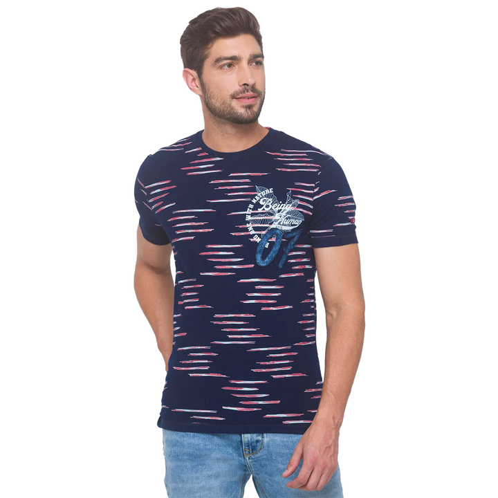 Dark Indigo Slim Fit Round Neck Men's T-Shirt by Being Human Clothing
