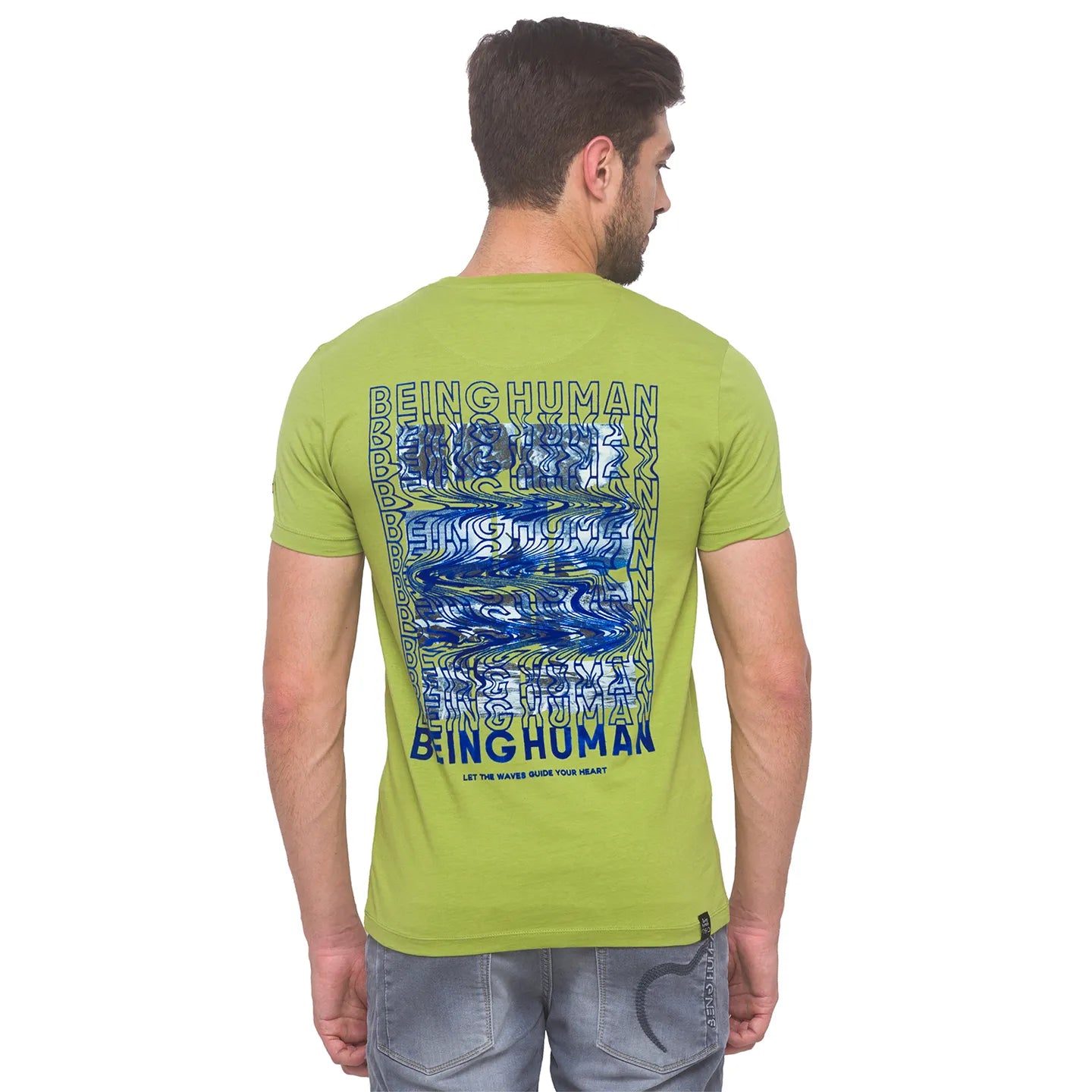 Being Human Clothing Men Regular Fit Crew Neck T-Shirts-Bean Green