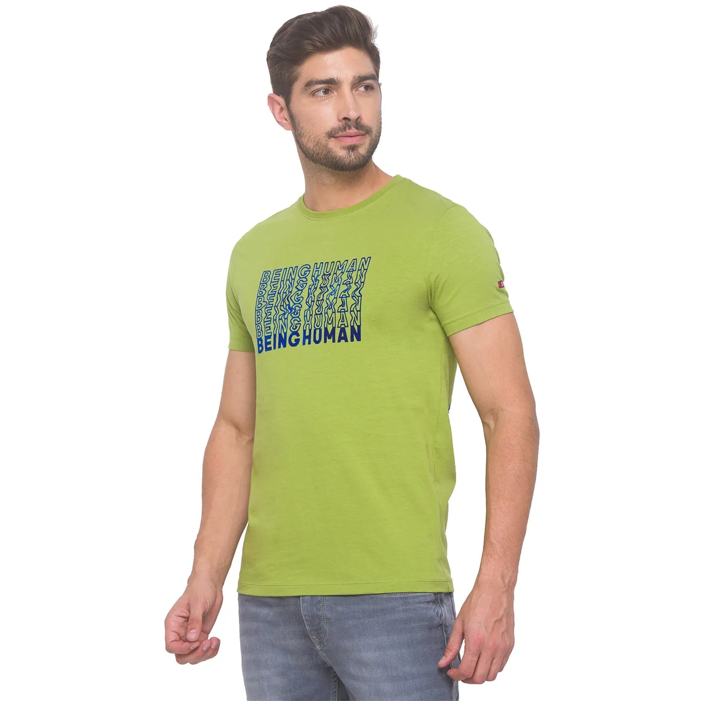 Being Human Clothing Men Regular Fit Crew Neck T-Shirts-Bean Green