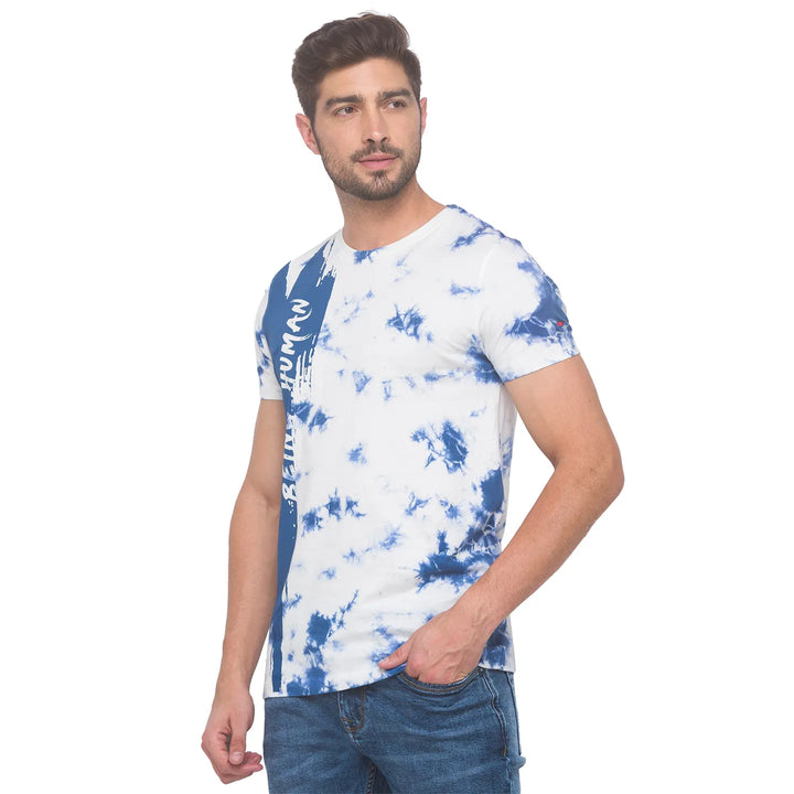 Blue Slim Fit Men's Short Sleeves T-Shirt by Being Human Clothing
