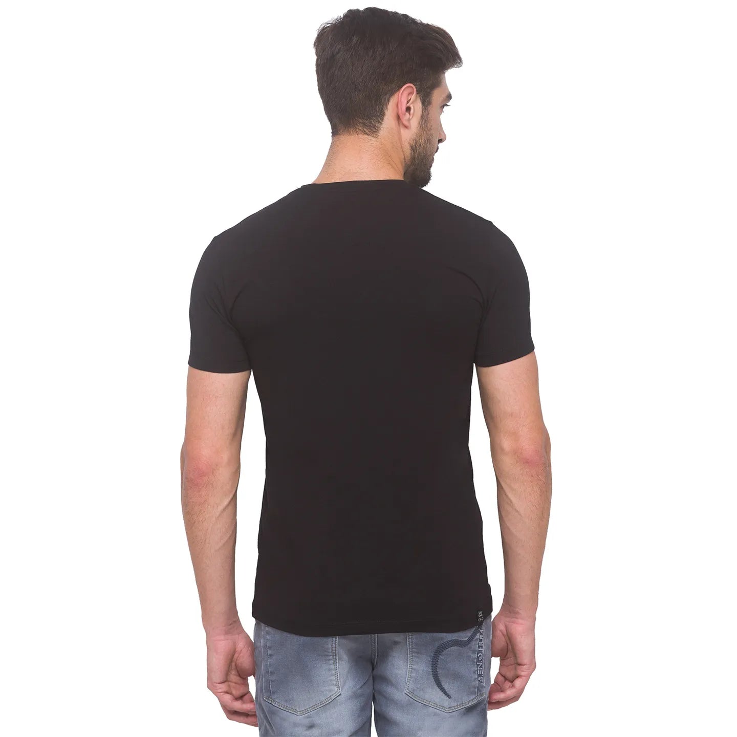 Black Regular Fit Men's Short Sleeves T-Shirt by Being Human Clothing