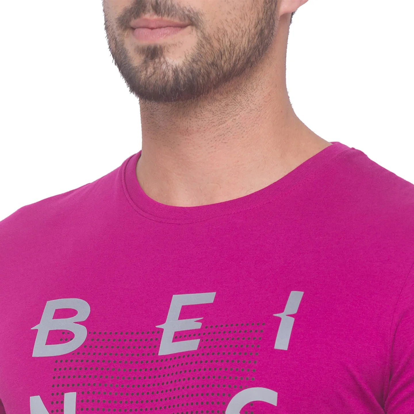 Being Human Clothing Men Regular Fit Crew Neck T-Shirts-Fuchsia