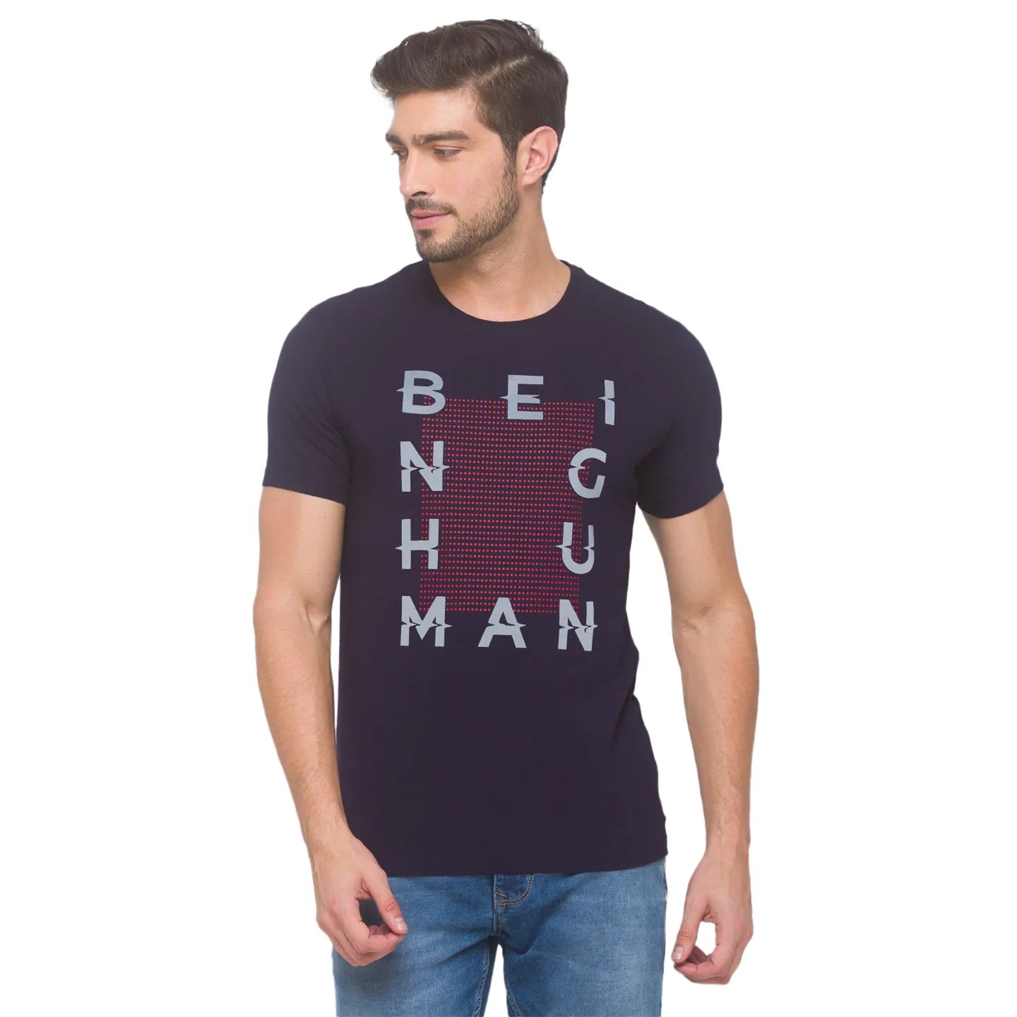 Being Human Clothing Men Regular Fit Crew Neck T-Shirts-Navy