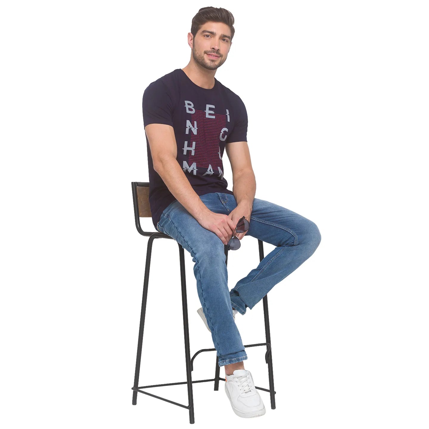 Being Human Clothing Men Regular Fit Crew Neck T-Shirts-Navy