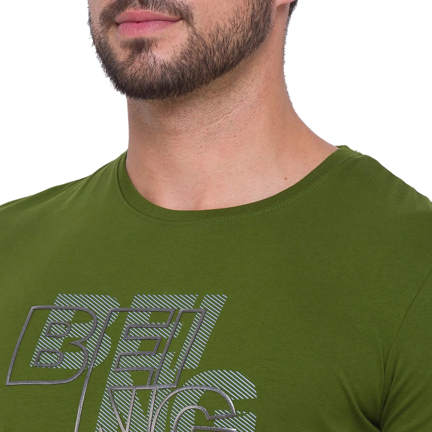 Cactus Green Regular Fit Round Neck Men's T-Shirt by Being Human Clothing