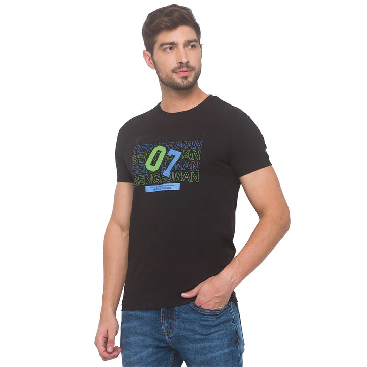Black Regular Fit Men's Short Sleeves T-Shirt by Being Human Clothing