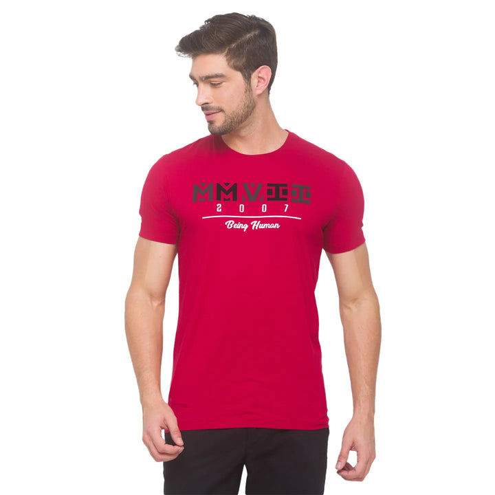 Red Regular Fit Men's Short Sleeves T-Shirt by Being Human Clothing