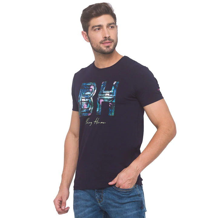 Blue Regular Fit Men's Short Sleeves T-Shirt by Being Human Clothing