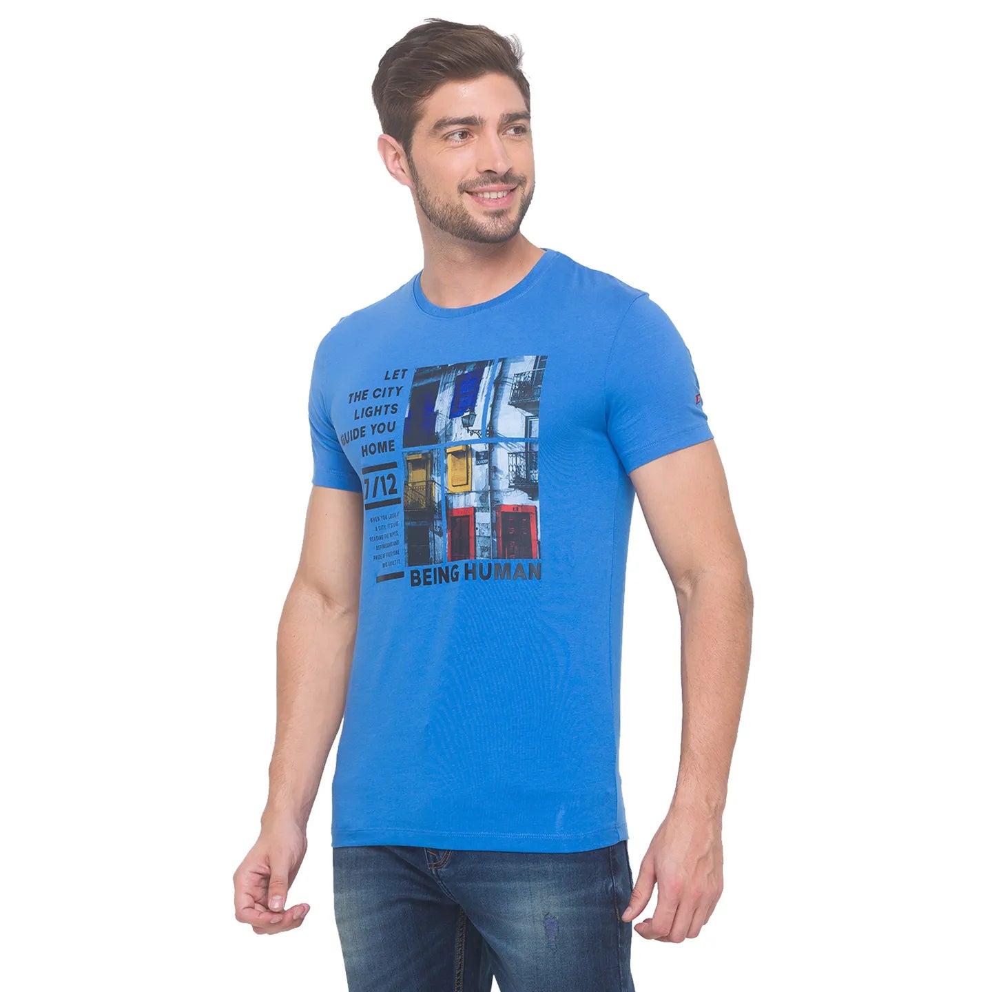 Being Human Clothing Men Regular Fit Crew Neck T-Shirts-Blue