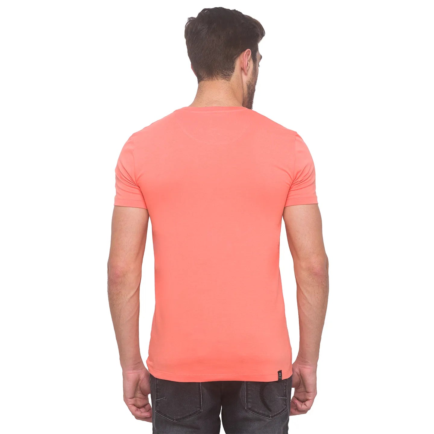 Being Human Clothing Men Regular Fit Crew Neck T-Shirts-Salmon