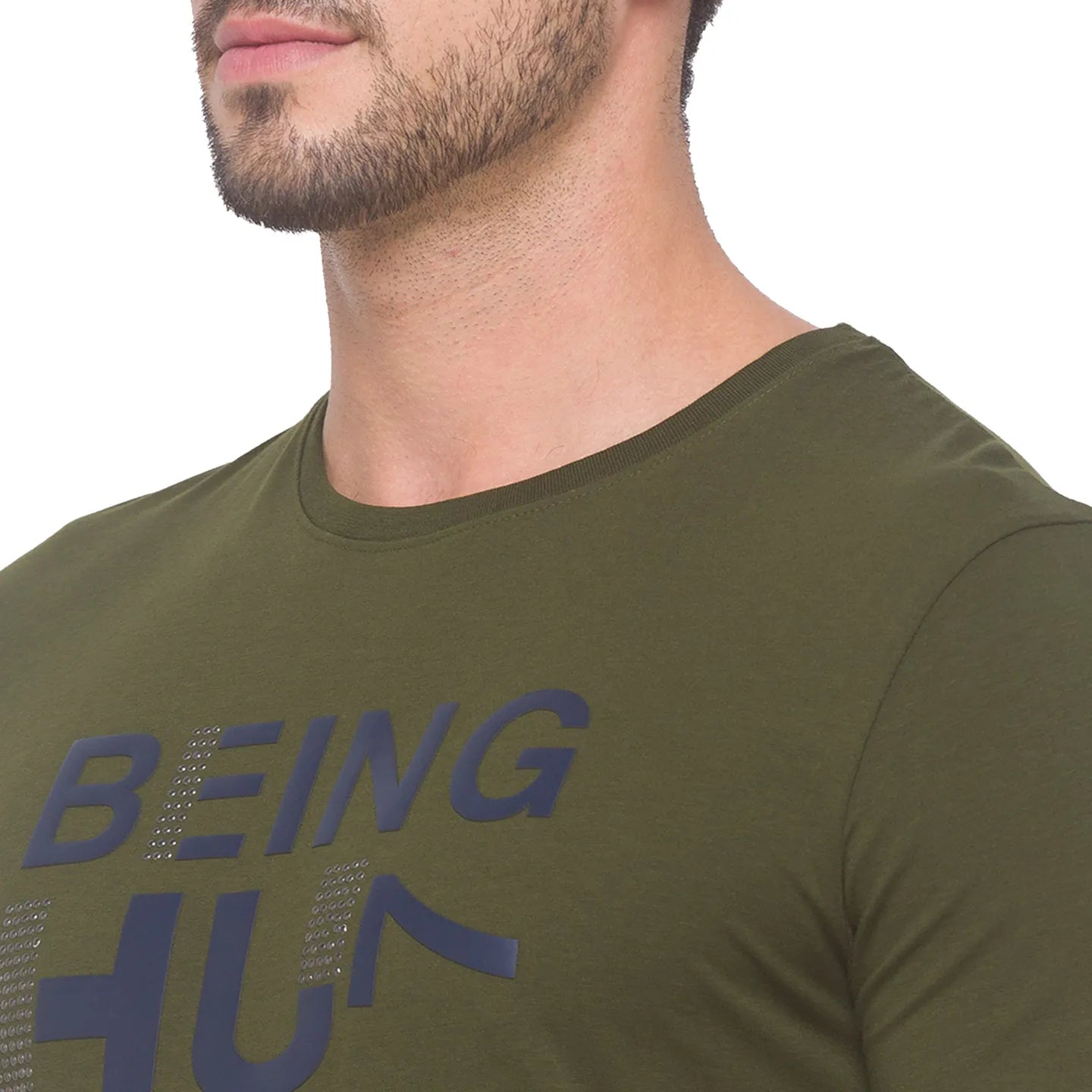 Forest Green Regular Fit Round Neck Mens' T-Shirt by Being Human Clothing