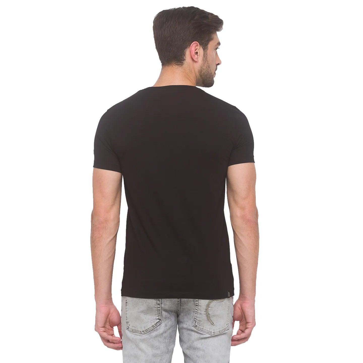 Black Regular Fit Round Neck Men's T-Shirt by Being Human Clothing