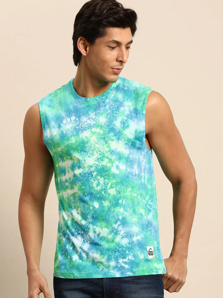 Green Regular Fit Men's Sleeveless T-Shirt by Being Human Clothing