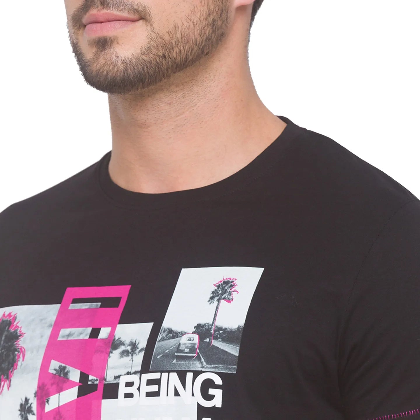 Being Human Clothing Men Regular Fit Crew Neck T-Shirts-Black