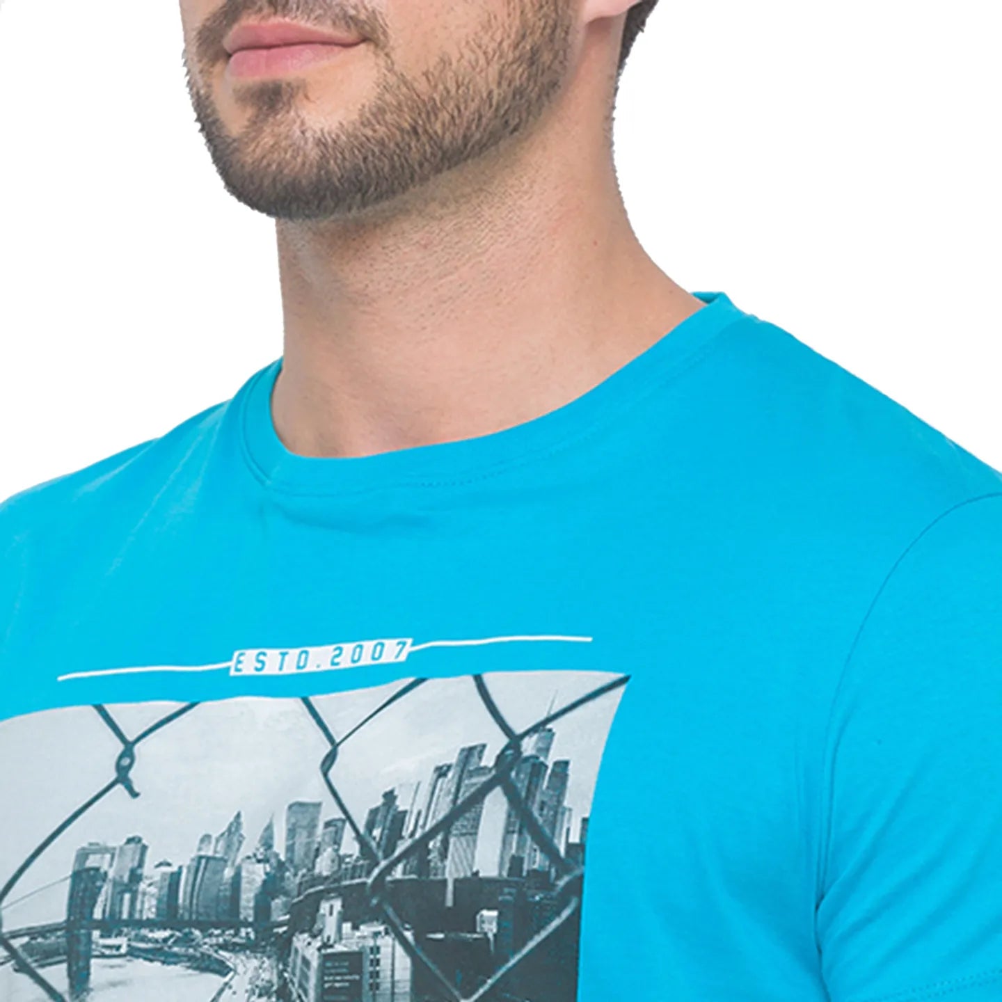Scuba Blue Regular Fit Round Neck Men's T-Shirt by Being Human Clothing
