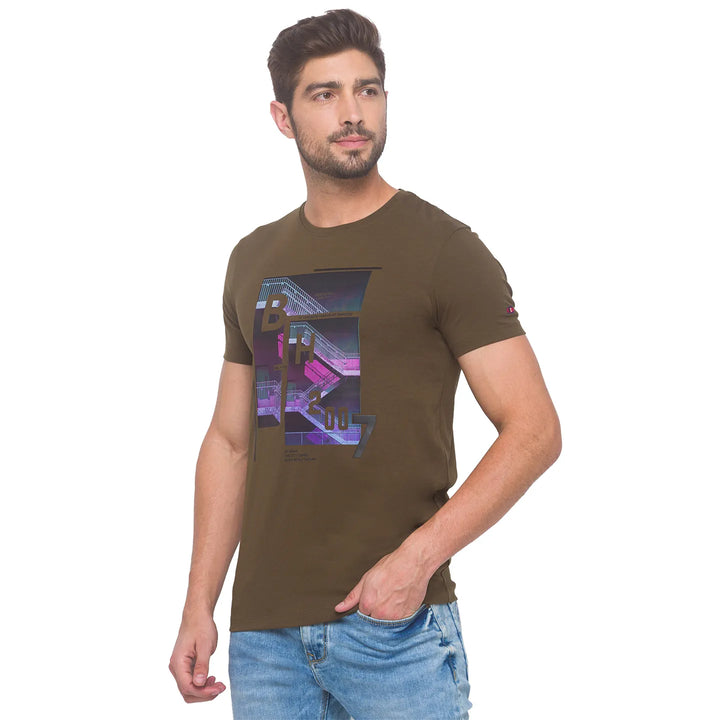Forest Green Regular Fit Round Neck Men's T-Shirt by Being Human Clothing