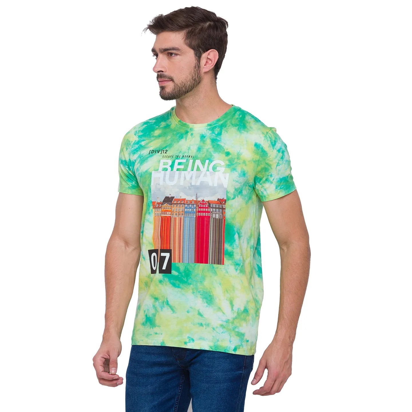 Green Regular Fit Men's Short Sleeves T-Shirt by Being Human Clothing