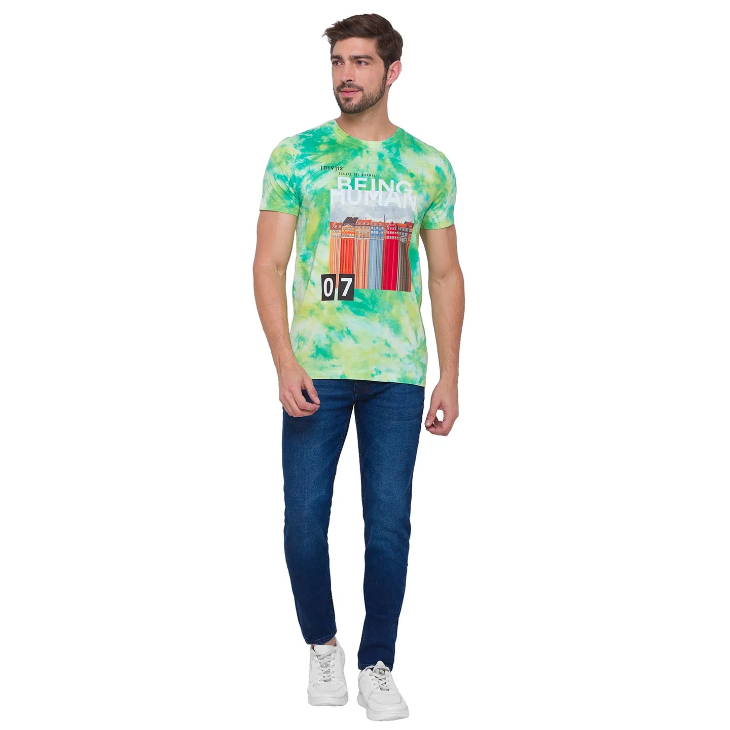 Green Regular Fit Men's Short Sleeves T-Shirt by Being Human Clothing