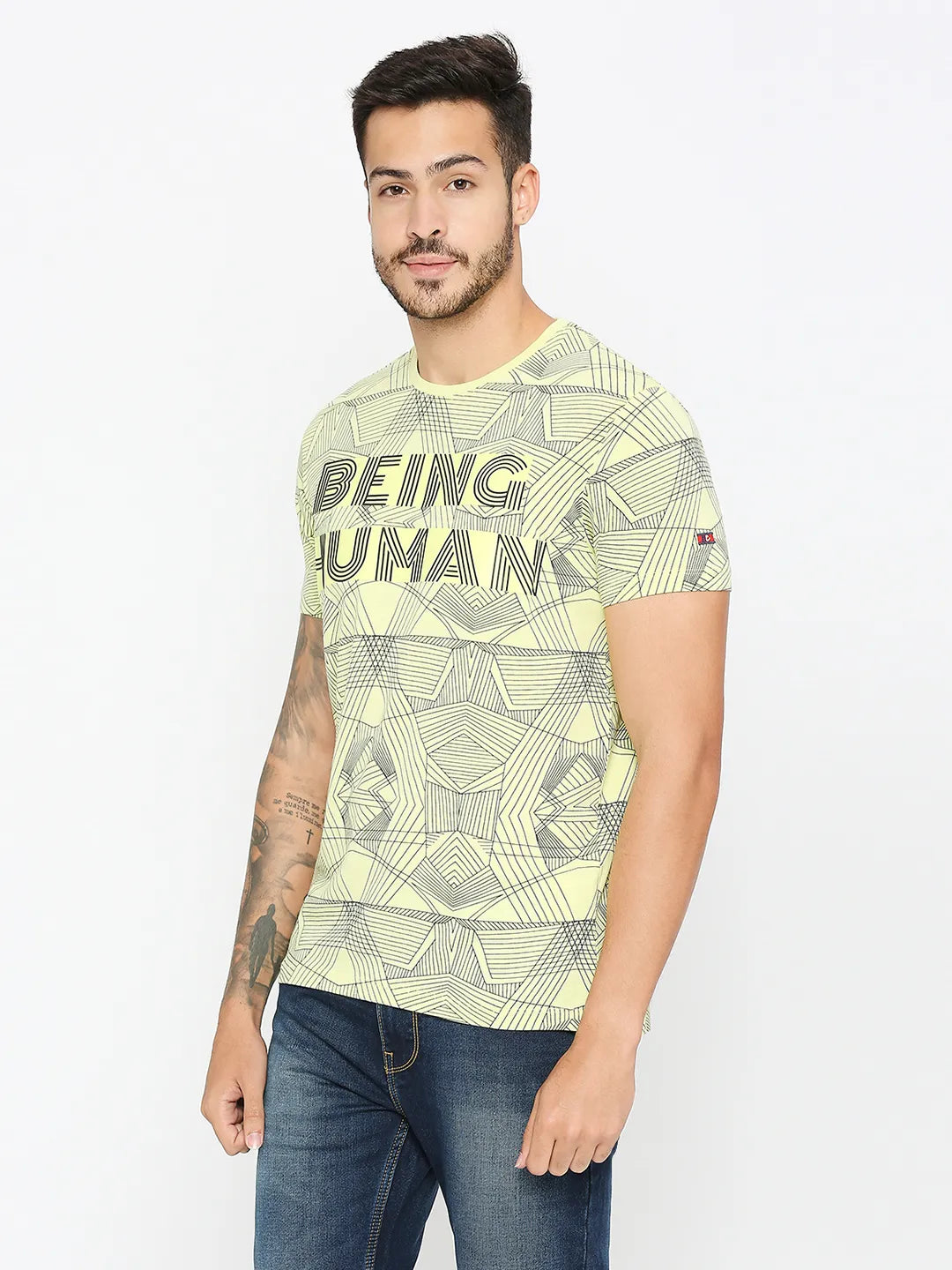 Being Human Clothing Men Regular T-Shirts-Wax Yellow