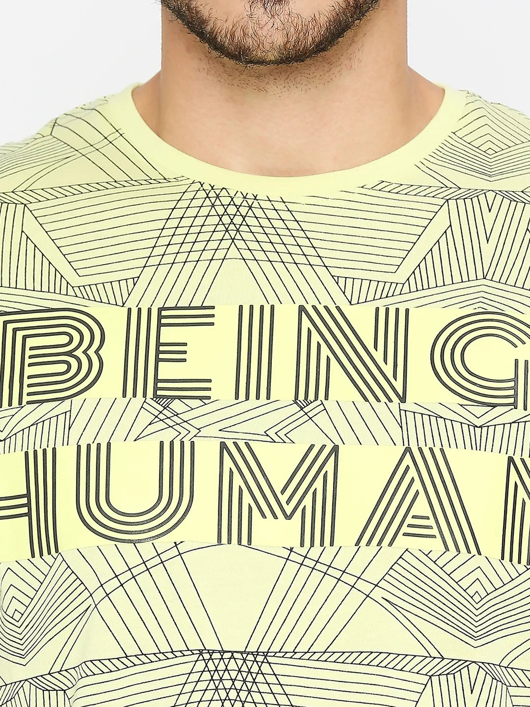 Being Human Clothing Men Regular T-Shirts-Wax Yellow