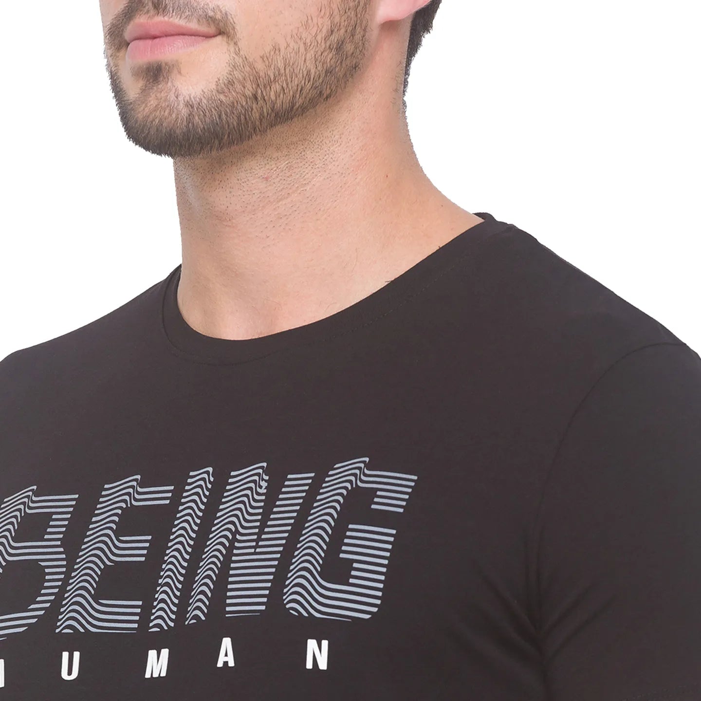 Black Regular Fit Round Neck Men's T-Shirt by Being Human Clothing
