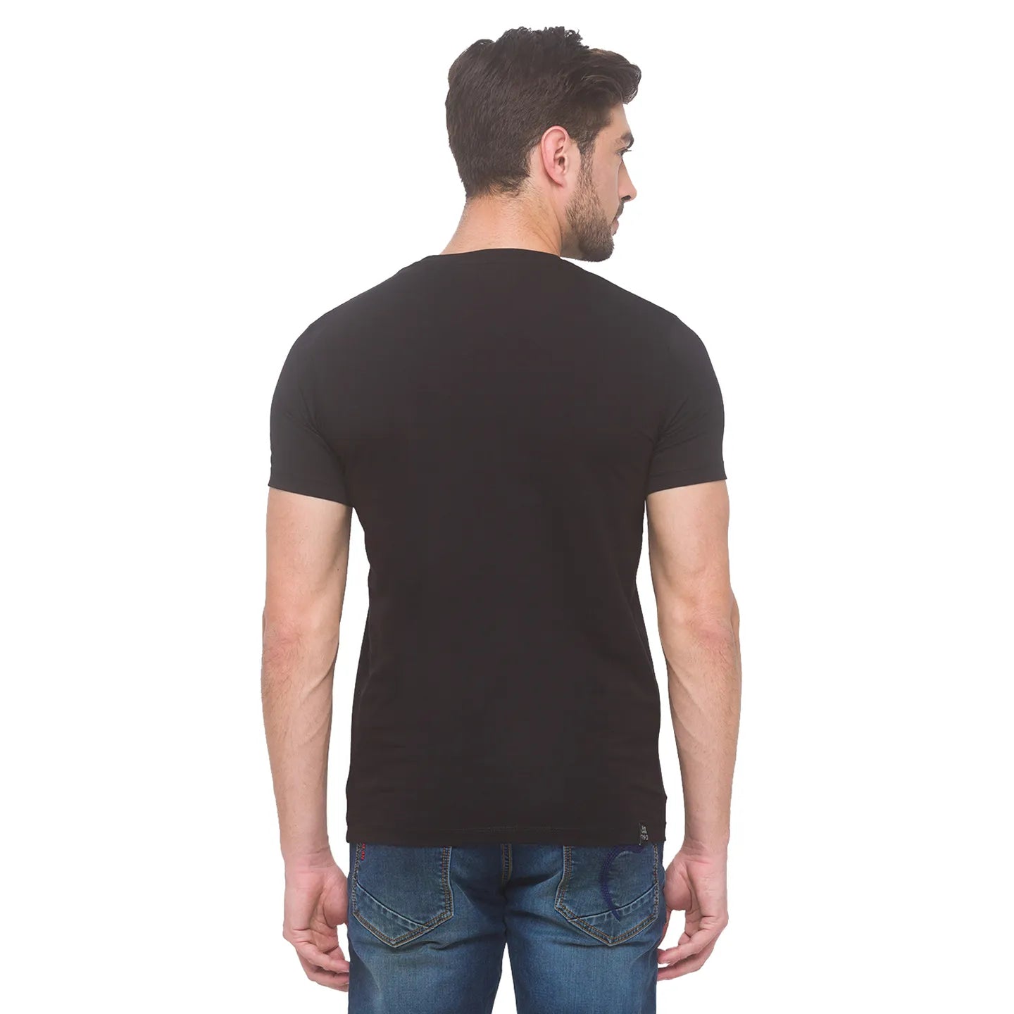 Black Regular Fit Round Neck Men's T-Shirt by Being Human Clothing