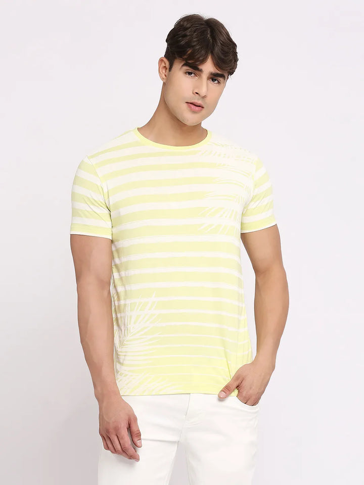 Wax Yellow Regular Fit Round Neck Men's T-Shirt by Being Human Clothing