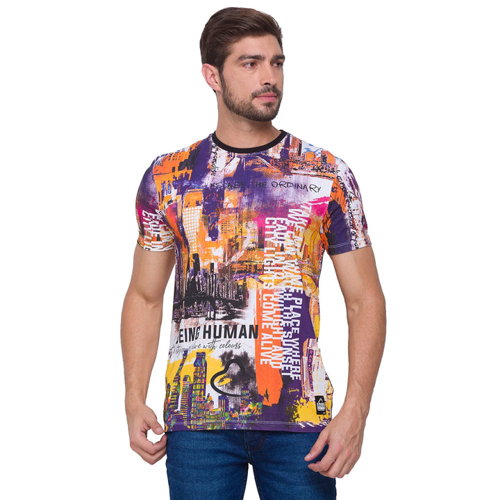 White Regular Fit Round Neck Men's T-Shirt by Being Human Clothing
