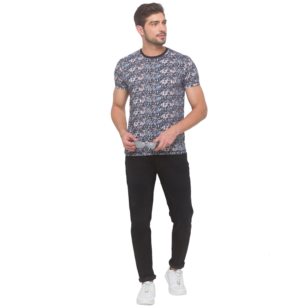All Over Printed Round Neck Men's T-shirt