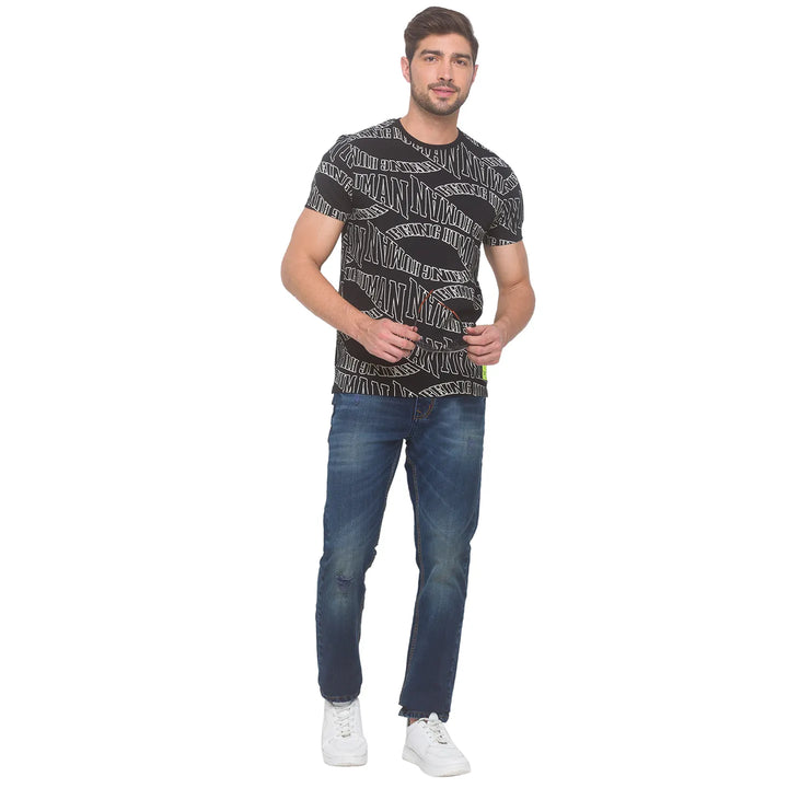 Black Regular Fit Round Neck Men's T-Shirt by Being Human Clothing