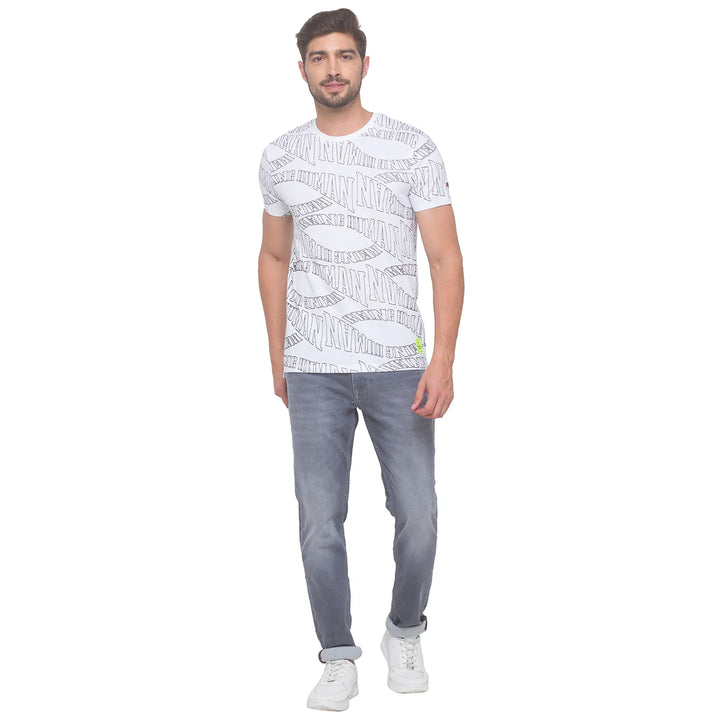 White Regular Fit Round Neck Men's T-Shirt by Being Human Clothing