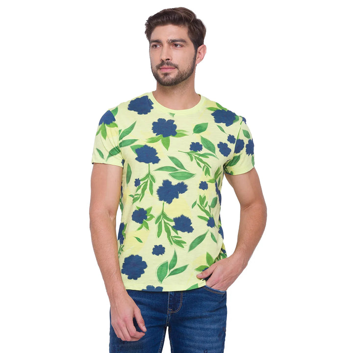 Wax Yellow Regular Fit Round Neck Men's T-Shirt by Being Human Clothing