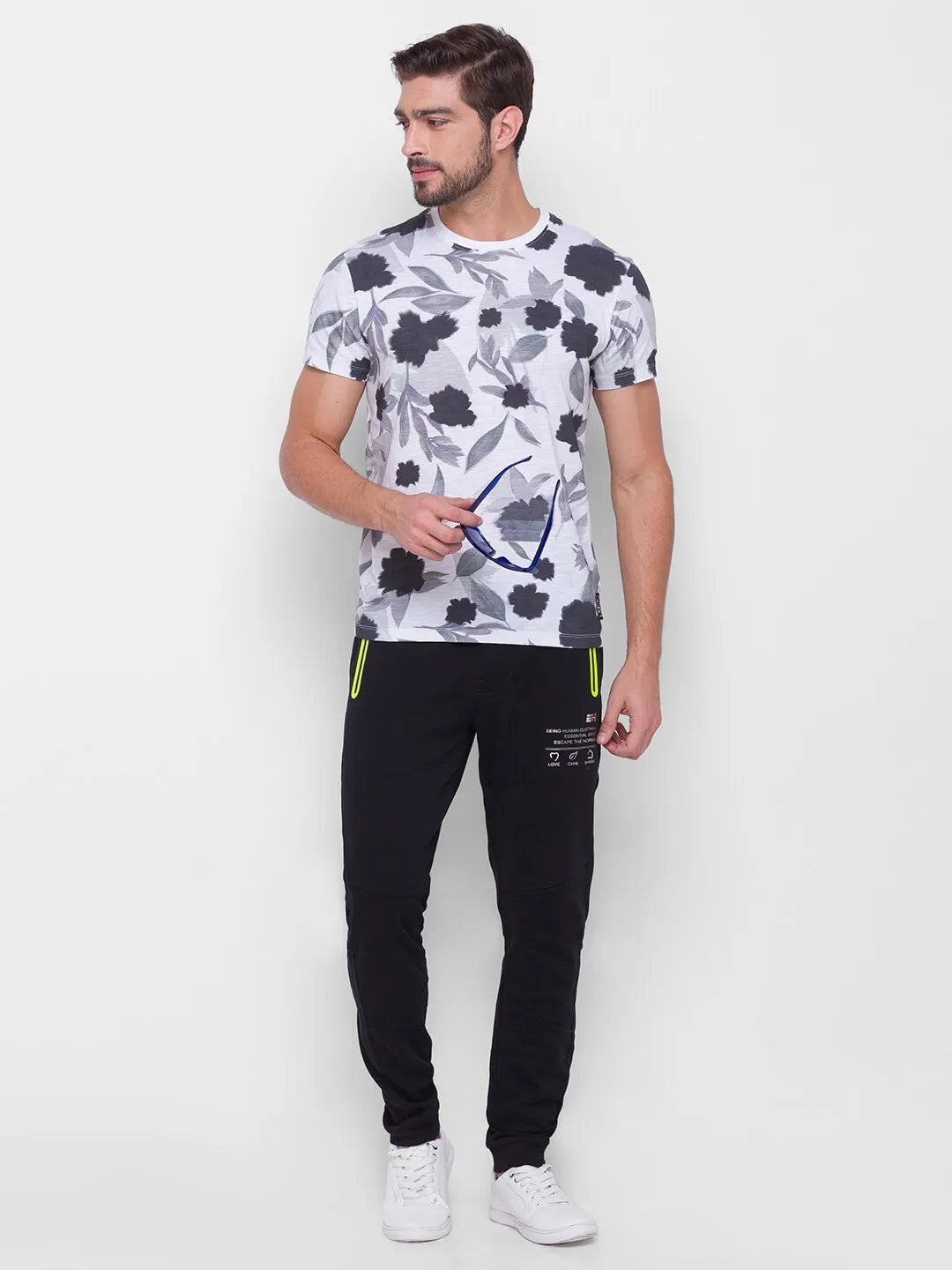 White Regular Fit Men's Short Sleeves T-Shirt by Being Human Clothing