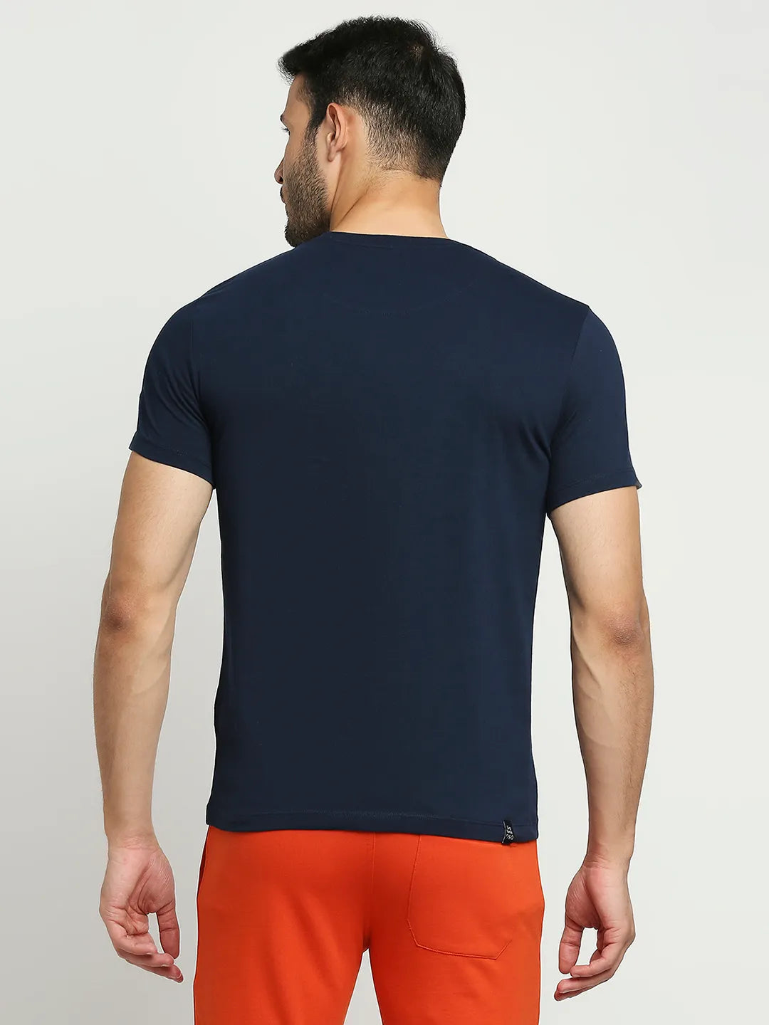 Navy Regular Fit Round Neck Men's T-Shirt by Being Human Clothing