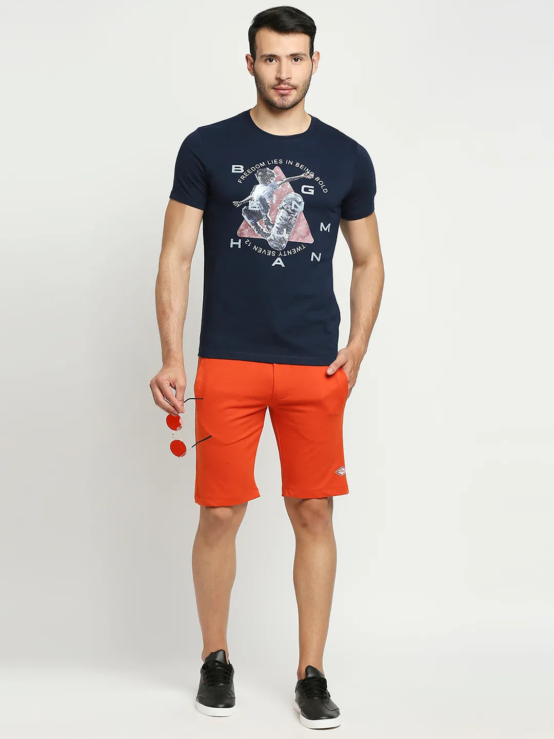 Navy Regular Fit Round Neck Men's T-Shirt by Being Human Clothing