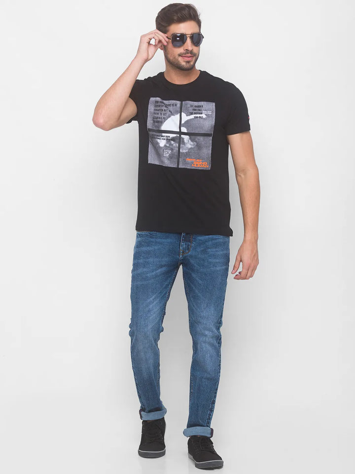 Black Regular Fit Men's Short Sleeves T-Shirt by Being Human Clothing