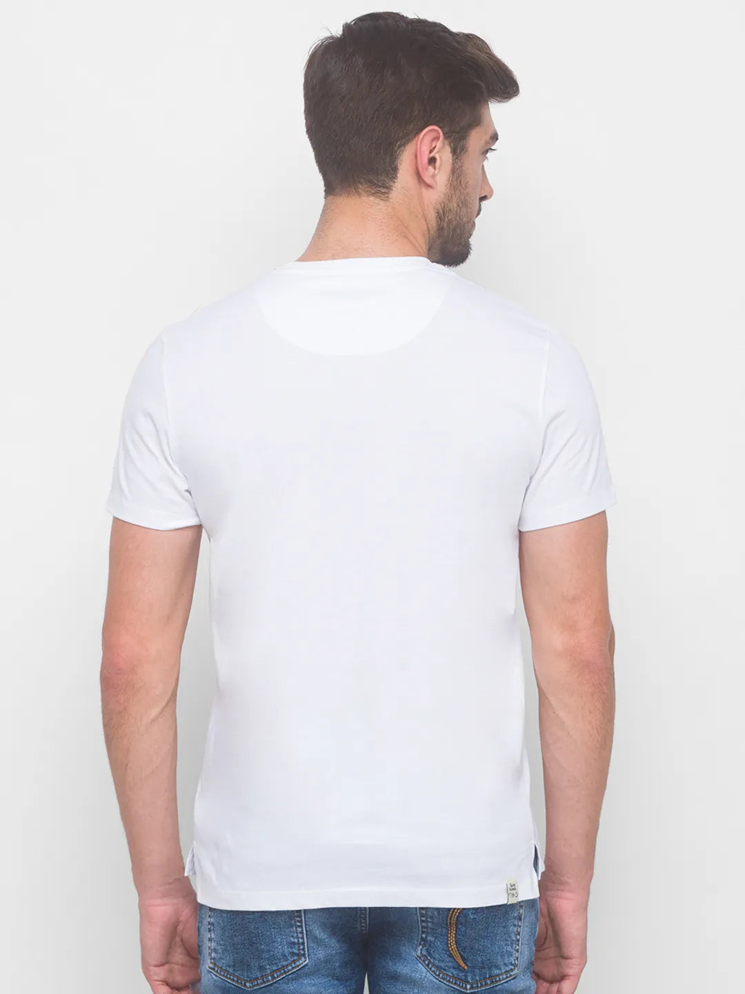 White Regular Fit Round Neck Men's T-Shirt by Being Human Clothing