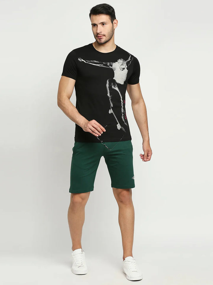 Black Regular Fit Men's Short Sleeves T-Shirt by Being Human Clothing