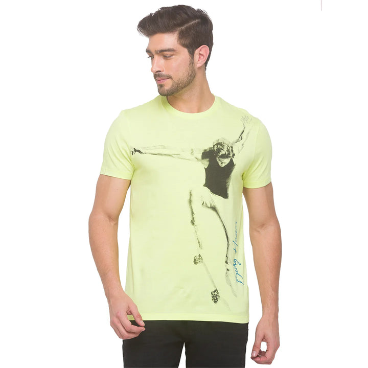 Wax Yellow Regular Fit Round Neck Men's T-Shirt