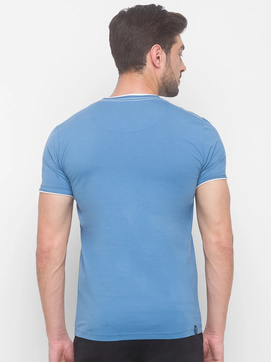 Blue Regular Fit Round Neck Men's T-Shirt by Being Human Clothing
