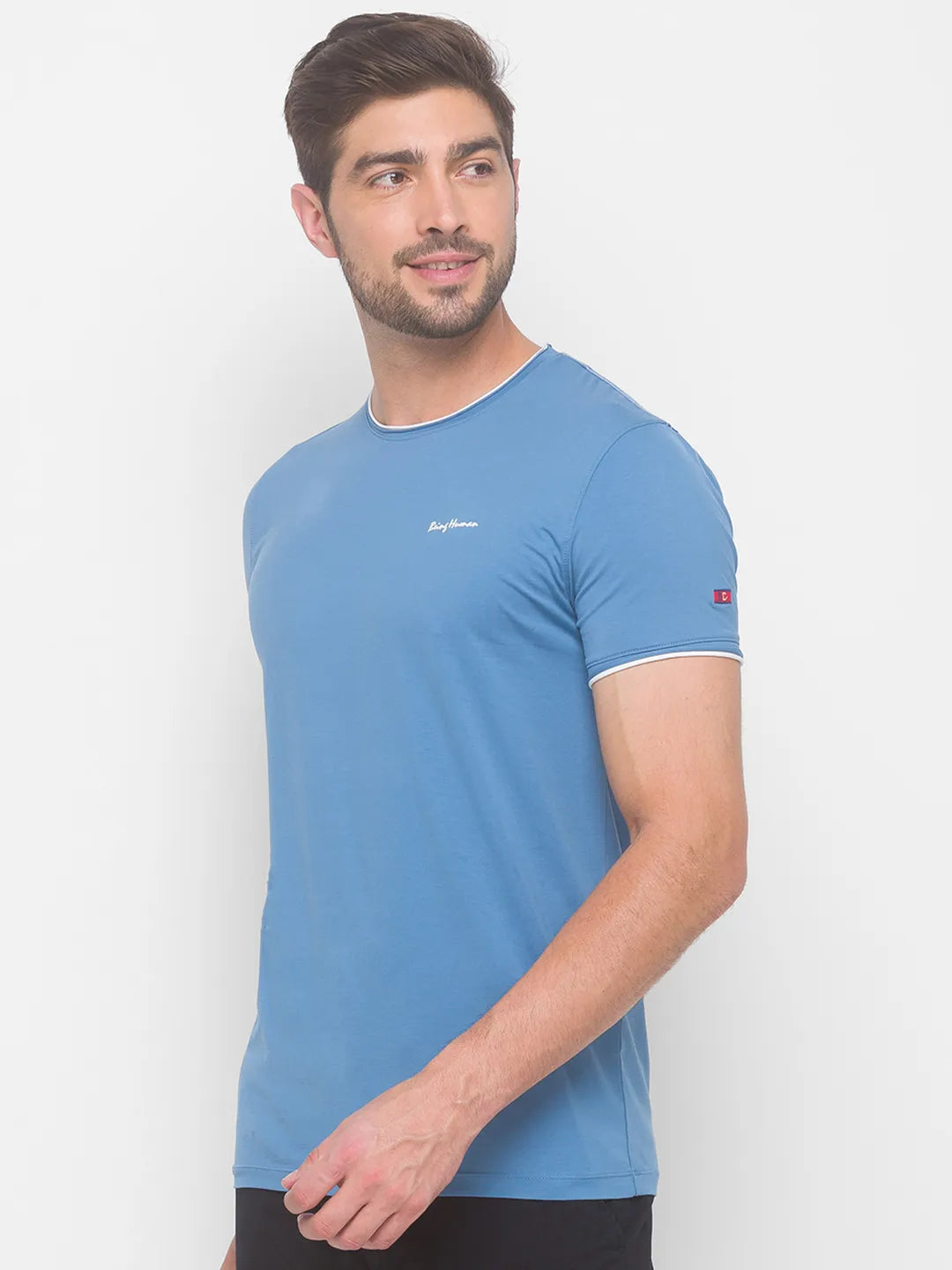 Blue Regular Fit Round Neck Men's T-Shirt by Being Human Clothing