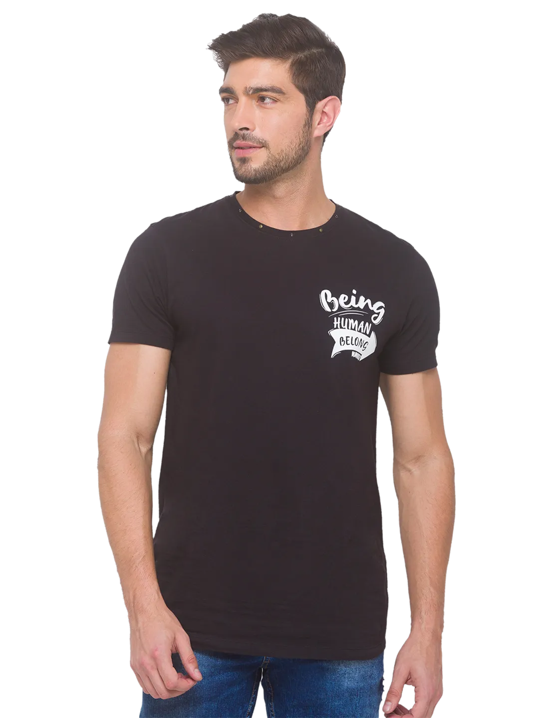 Being Human Clothing Men Regular Fit Crew Neck T-Shirts-Black