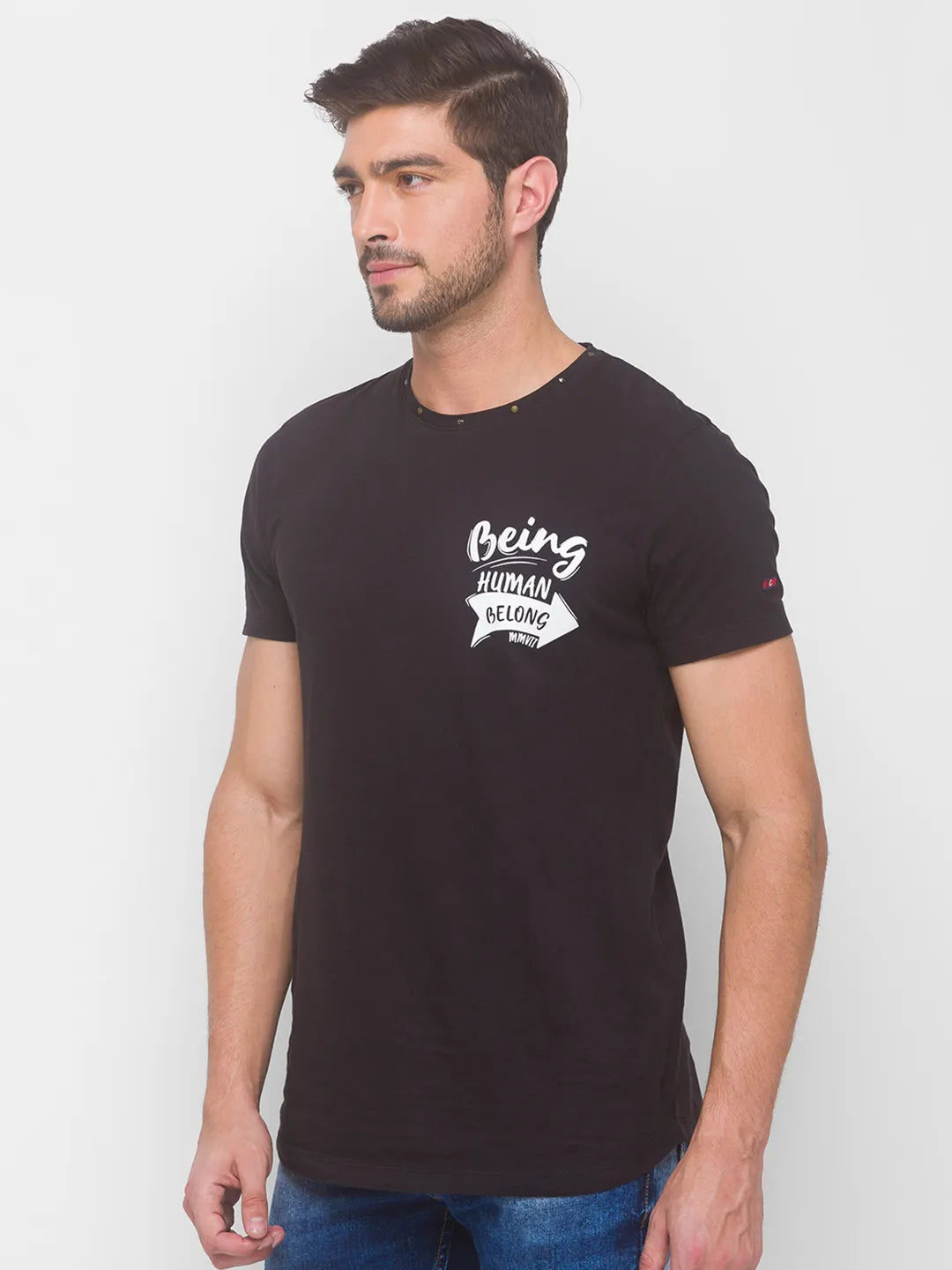 Being Human Clothing Men Regular Fit Crew Neck T-Shirts-Black