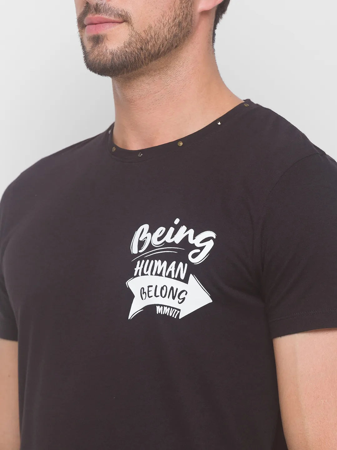 Being Human Clothing Men Regular Fit Crew Neck T-Shirts-Black